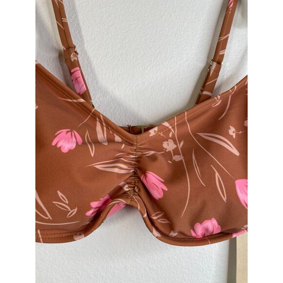 Sandflower Womens Cinched Bralette Bikini Swim Top Size Small 4-6 Brown NWT - Picture 2 of 10